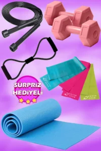 Pilates Seti 7 Parça Set Yoga Seti Egzersiz Seti (Mavi)