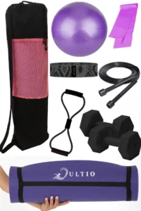 Pilates Seti 10 Mm Pilates Minderi, Pilates Çantası Ve Ekipmanlar Tüm Egzersizlere Uygun (Mor)